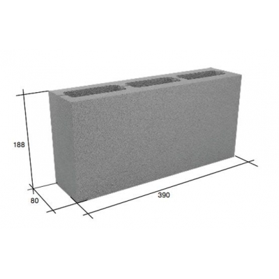 Перегородочный пустотелый бетонный блок СКЦ-3Л (80) плотность 1450