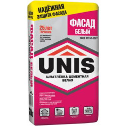 Шпаклевка цементная Фасад Белый UNIS (Юнис) Шпаклевка цементная Фасад Белый UNIS (Юнис)