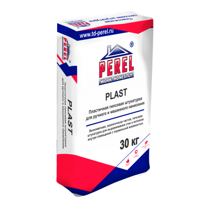 Гипсовая штукатурка Perel (Перел) для ручного и машинного нанесения Plast, Белый